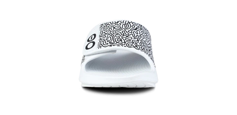 【OOFOS】 OOAHH SPORT FLEX WHITE LABYRINTH MEN'S OOFOS OOAHH SPORT FLEX LIMITED SLIDE | WHITE LABYRINTH