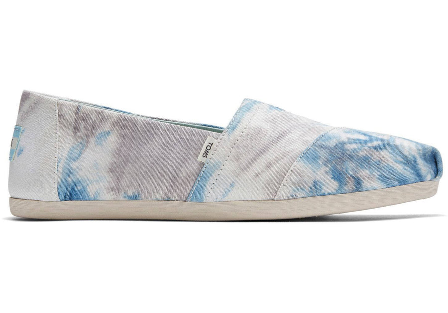 TOMS Youth Earthwise Plant Dyed Gray & Blue Tie Dye Canvas Alpargata Classics good