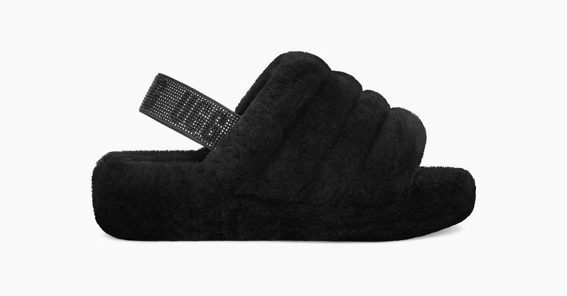 UGG Womens Fluff Yeah Bling Black Island Comfort Footwear Fashion