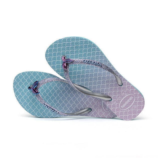 Havaianas Kids Slim Glitter Flip Flops Blue – Island Comfort Footwear  Fashion