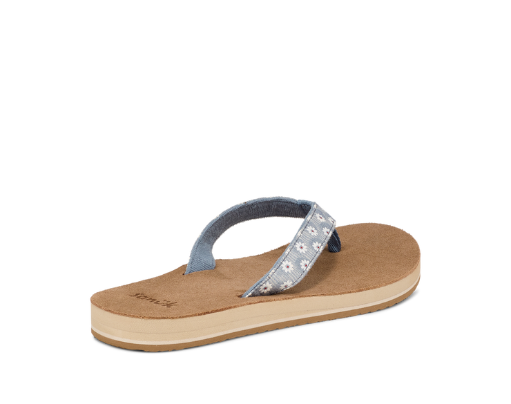 Sanuk Womens Happy Placer Daisy White Daisy