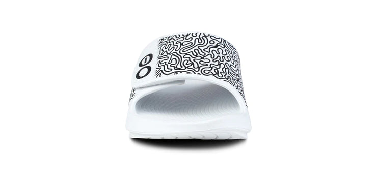 OOFOS Mens OOahh Sport Flex Slide White Labyrinth