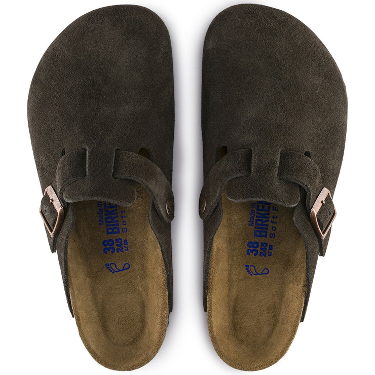 Birkenstock Mens Boston Soft Footbed Suede Leather Mocha