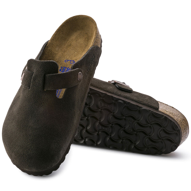 Birkenstock Mens Boston Soft Footbed Suede Leather Mocha