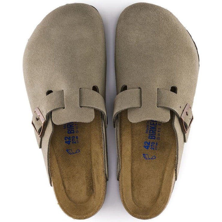 Birkenstock Mens Boston Soft Footbed Suede Leather Taupe