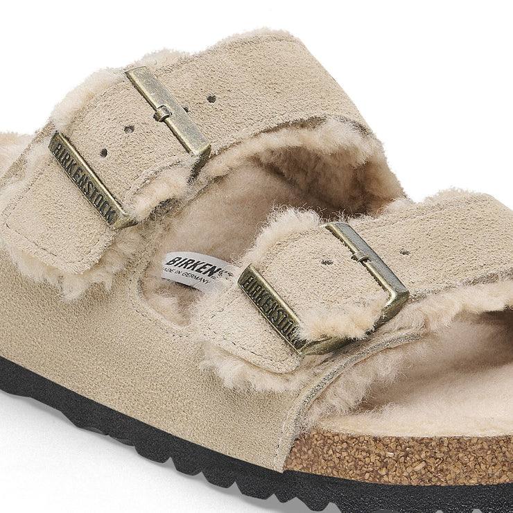 Birkenstock Womens Arizona Shearling Suede Leather Taupe