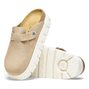 Birkenstock Womens Boston Chunky Suede Leather Warm Sand