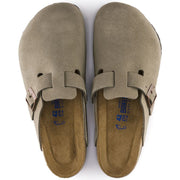 Birkenstock Womens Boston Soft Footbed Suede Leather Taupe