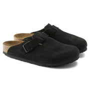 Birkenstock Mens Boston Soft Footbed Suede Leather Black