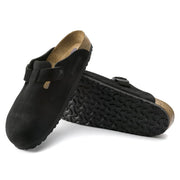 Birkenstock Mens Boston Soft Footbed Suede Leather Black