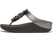 FitFlop Womens Bauble Bead Toe Post Sandals Pewter Black