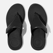 FitFlop Womens F-Mode Go Adjustable Flatform Toe-Post All Black