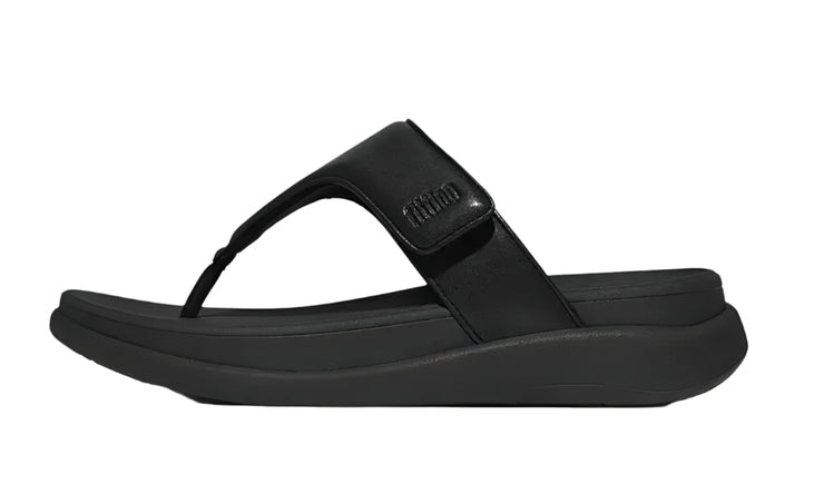 FitFlop Womens F-Mode Go Adjustable Flatform Toe-Post All Black
