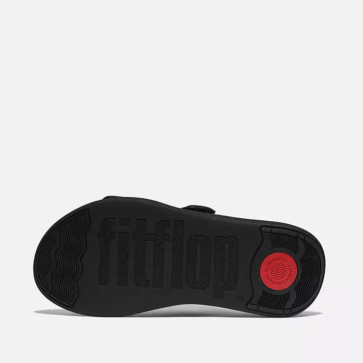 FitFlop Womens F-Mode Go Adjustable Flatform Two-Bar Slide All Black