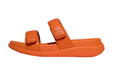 FitFlop Womens F-Mode Go Adjustable Flatform Two-Bar Slide Satsuma