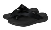 FitFlop Womens F-Mode Go Webbing Flatform Sling Toe Post All Black