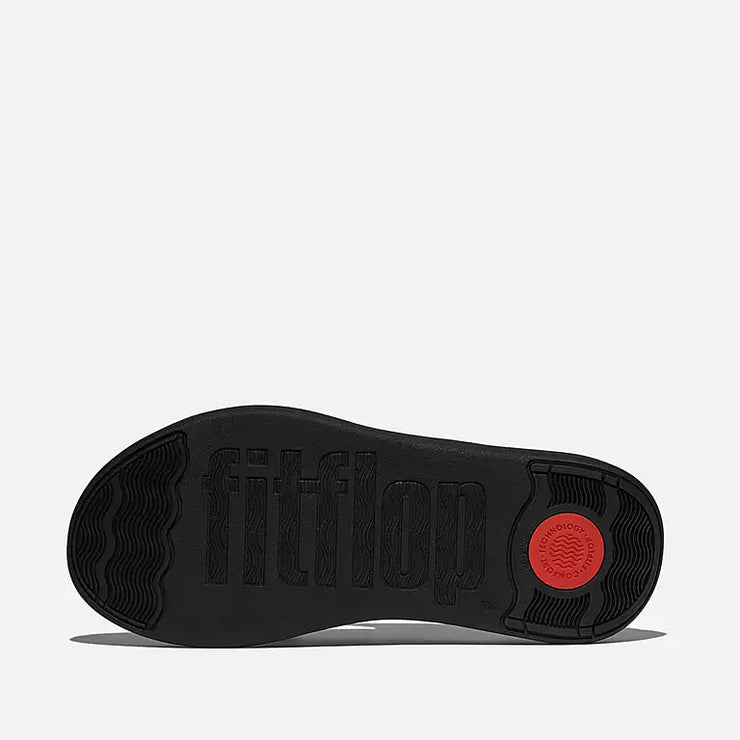 FitFlop Womens F-Mode Go Webbing Flatform Sling Toe Post All Black