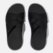 FitFlop Womens F-Mode Go Webbing Flatform Strappy Slide All Black 