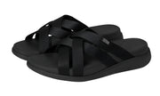 FitFlop Womens F-Mode Go Webbing Flatform Strappy Slide All Black 