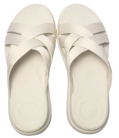 FitFlop Womens F-Mode Go Webbing Flatform Strappy Slide Pairs Beige