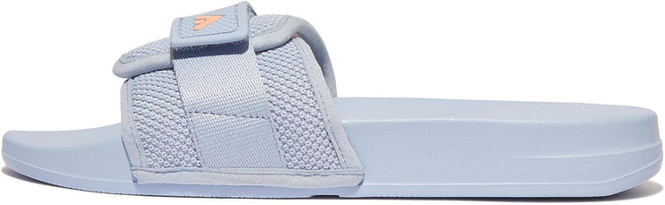 FitFlop Womens Iqushion Adjustable Water Resistant Knit Pool Slides Skywash Blue