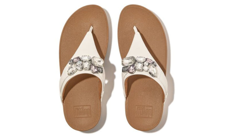 FitFlop Womens LuLu Jewel Deluxe Leather Toe Post Urban White

