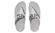 FitFlop Womens LuLu Jewel Deluxe Metallic Leather Toe Thong Silver
