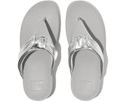 FitFlop Womens LuLu Padded Knot Metallic Leather Toe Post Silver