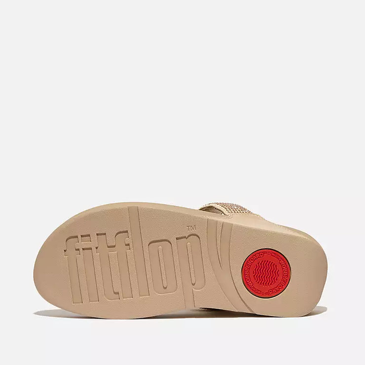 FitFlop Womens Lulu Crystal Embellished Toe-Post Sandals Latte Beige