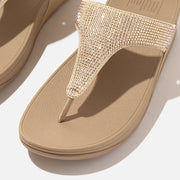 FitFlop Womens Lulu Crystal Embellished Toe-Post Sandals Latte Beige