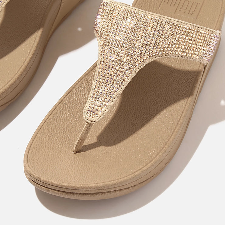 FitFlop Womens Lulu Crystal Embellished Toe-Post Sandals Latte Beige