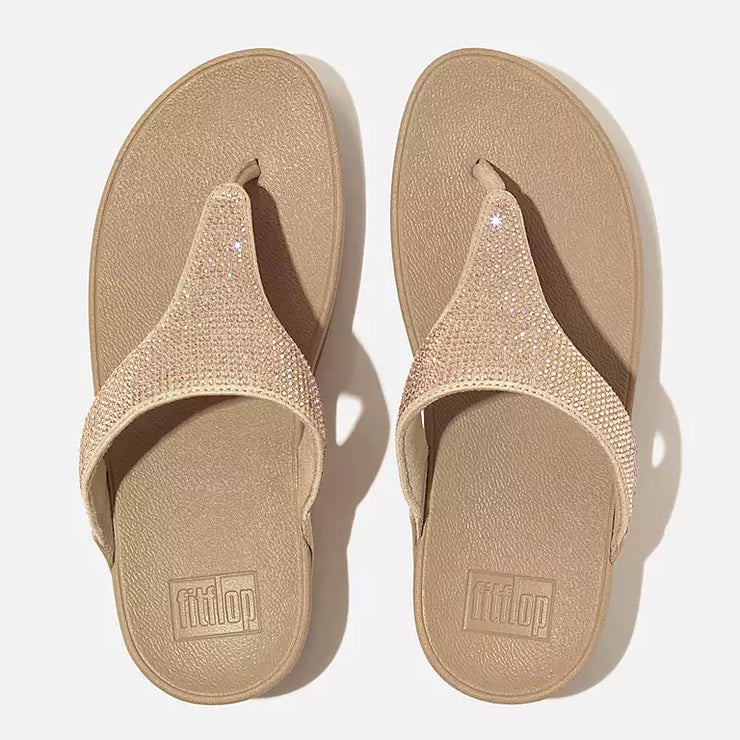 FitFlop Womens Lulu Crystal Embellished Toe-Post Sandals Latte Beige