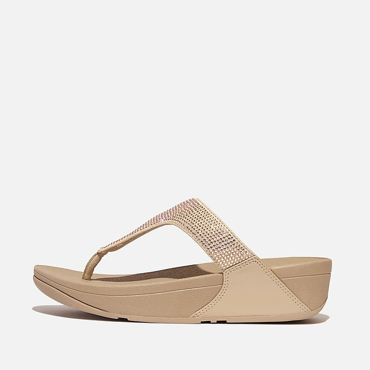 FitFlop Womens Lulu Crystal Embellished Toe-Post Sandals Latte Beige