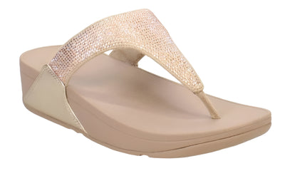 FitFlop Womens Lulu Crystal Embellished Toe-Post Sandals Latte Beige