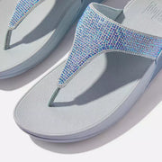 FitFlop Womens Lulu Crystal Embellished Toe-Post Sandals Quiet Blue