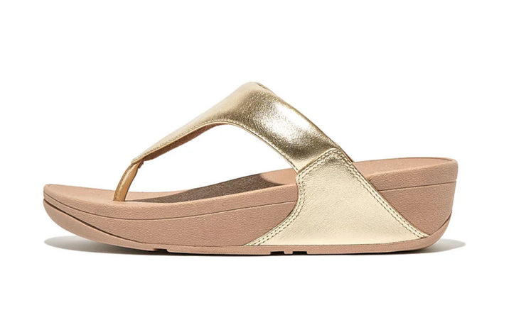 FitFlop Womens Lulu Metallic Leather Toe Post Sandals Platino