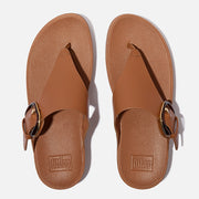 FitFlop Womens Lulu Resin Buckle Leather Toe Post Deep Tan