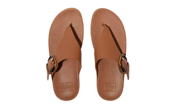 FitFlop Womens Lulu Resin Buckle Leather Toe Post Deep Tan
