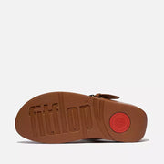FitFlop Womens Lulu Resin Buckle Leather Toe Post Deep Tan