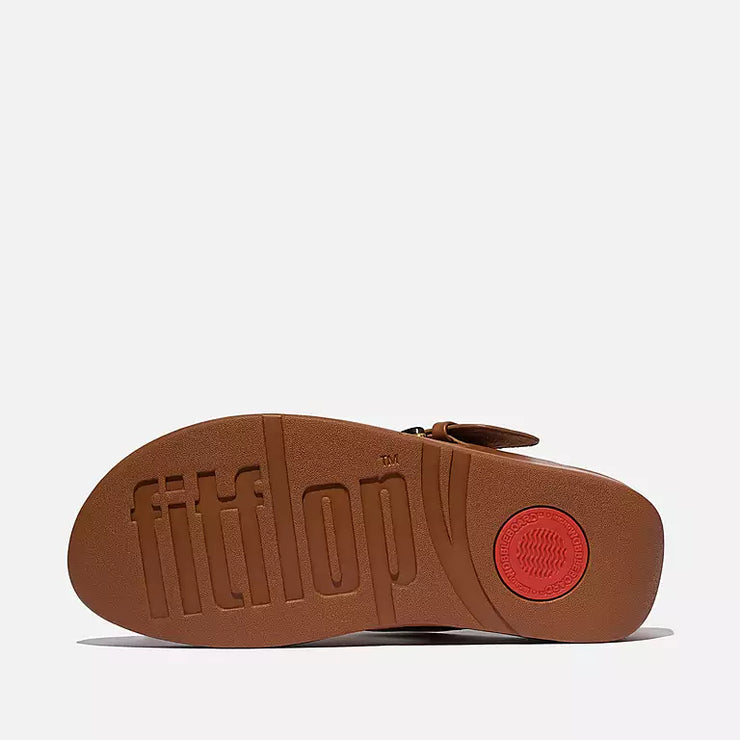 FitFlop Womens Lulu Resin Buckle Leather Toe Post Deep Tan