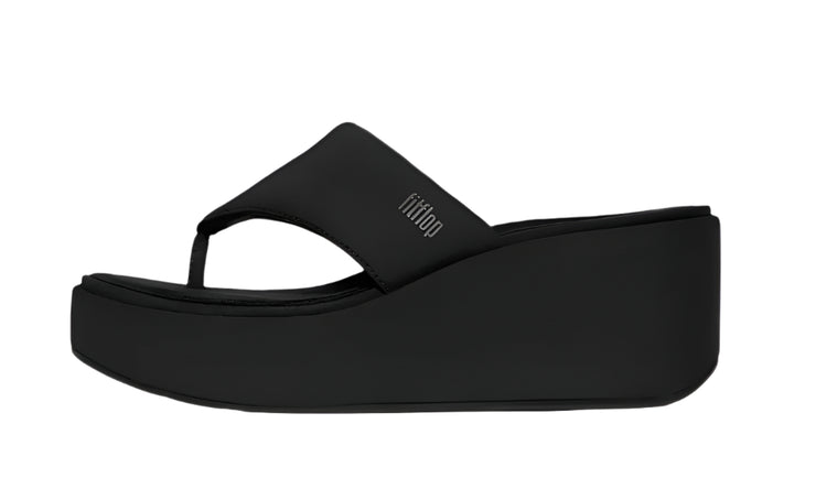 FitFlop Womens Platfforms Wedge Toe-Post Sandal All Black