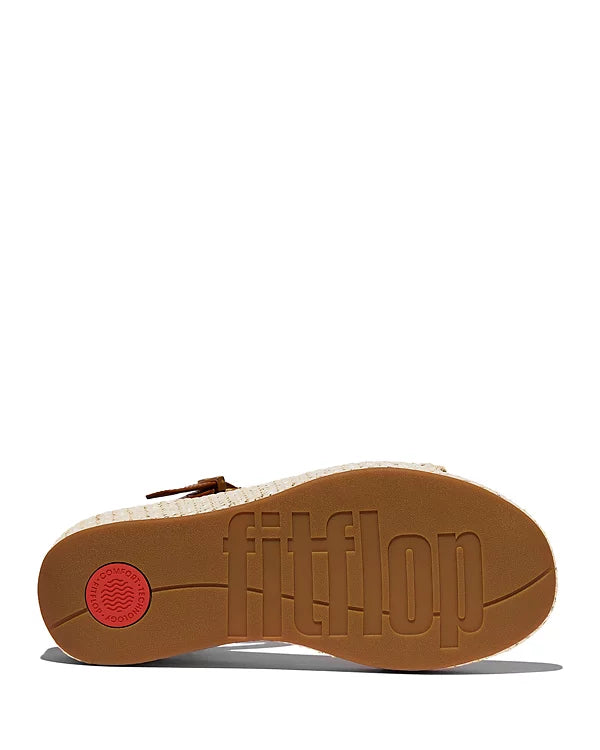 FitFlop Womens Platfforms Woven Wedge Ankle-Strap Deep Tan Ivory