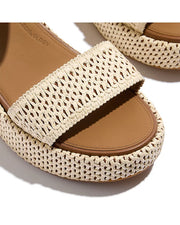FitFlop Womens Platfforms Woven Wedge Ankle-Strap Deep Tan Ivory