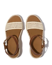 FitFlop Womens Platfforms Woven Wedge Ankle-Strap Deep Tan Ivory