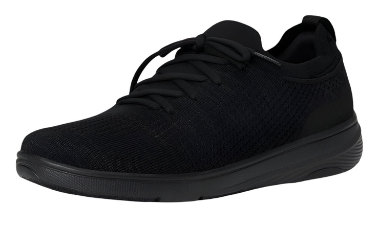 FitFlop Womens Super Q Knit Slip on Laced Sneaker All Black