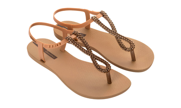 Ipanema Womens Class Twist Sandal Fem Beige Bronze