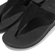 FitFlop Womens Lulu Crystal Embellished Toe-Post Sandals All Black