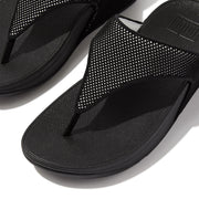 Lulu Water Resistant Two Tone Webbing Toe Thong Black