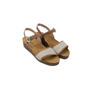 Naot Womens Cecile Latte Brown Leather Sand Raffia