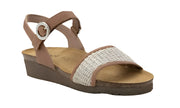 Naot Womens Cecile Latte Brown Leather Sand Raffia